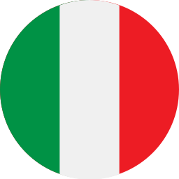 Runde Darstellung der italienischen Flagge mit vertikalen Streifen in grün, weiß und rot.