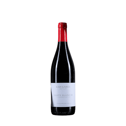 Flasche Kiss Gábor Carte Blanche Rotwein mit rotem Verschluss und weißem Etikett