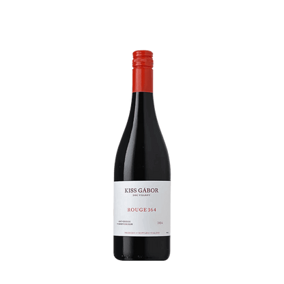 Flasche Kiss Gábor Rouge 364 Rotwein mit rotem Schraubverschluss und weißem Etikett, Jahrgang 2024