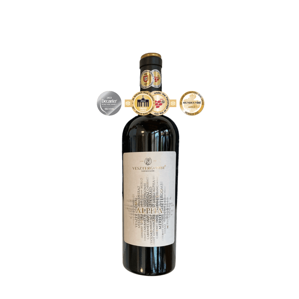 Flasche Vesztergombi Alpha Grand Rotwein mit Auszeichnungen: DWWA Silber 2023, Gold Berliner Wein Trophy & Mundus Vini 2022